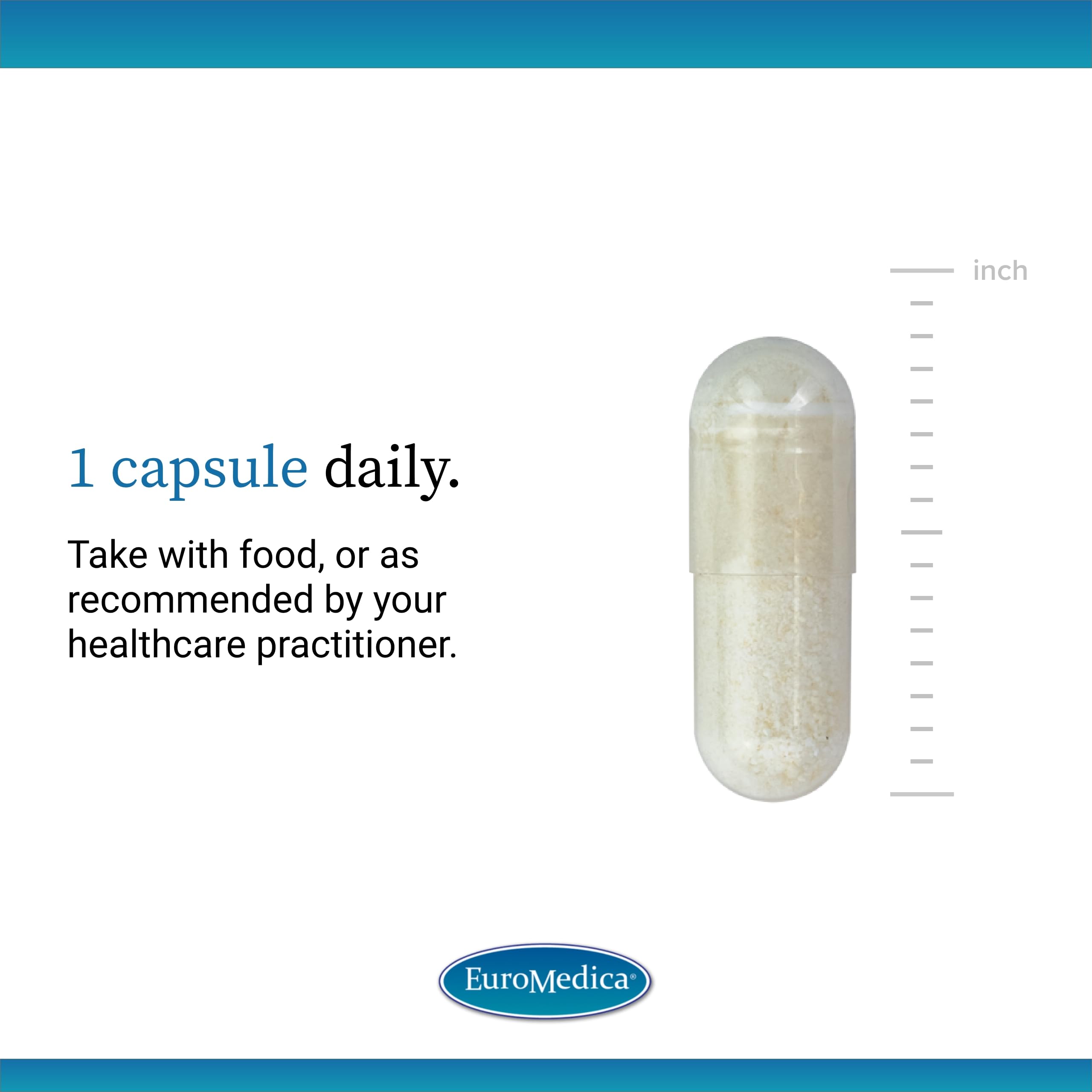 EuroMedica FloraSure Probiotic: cápsula en primer plano, diseño limpio y fácil de tragar.