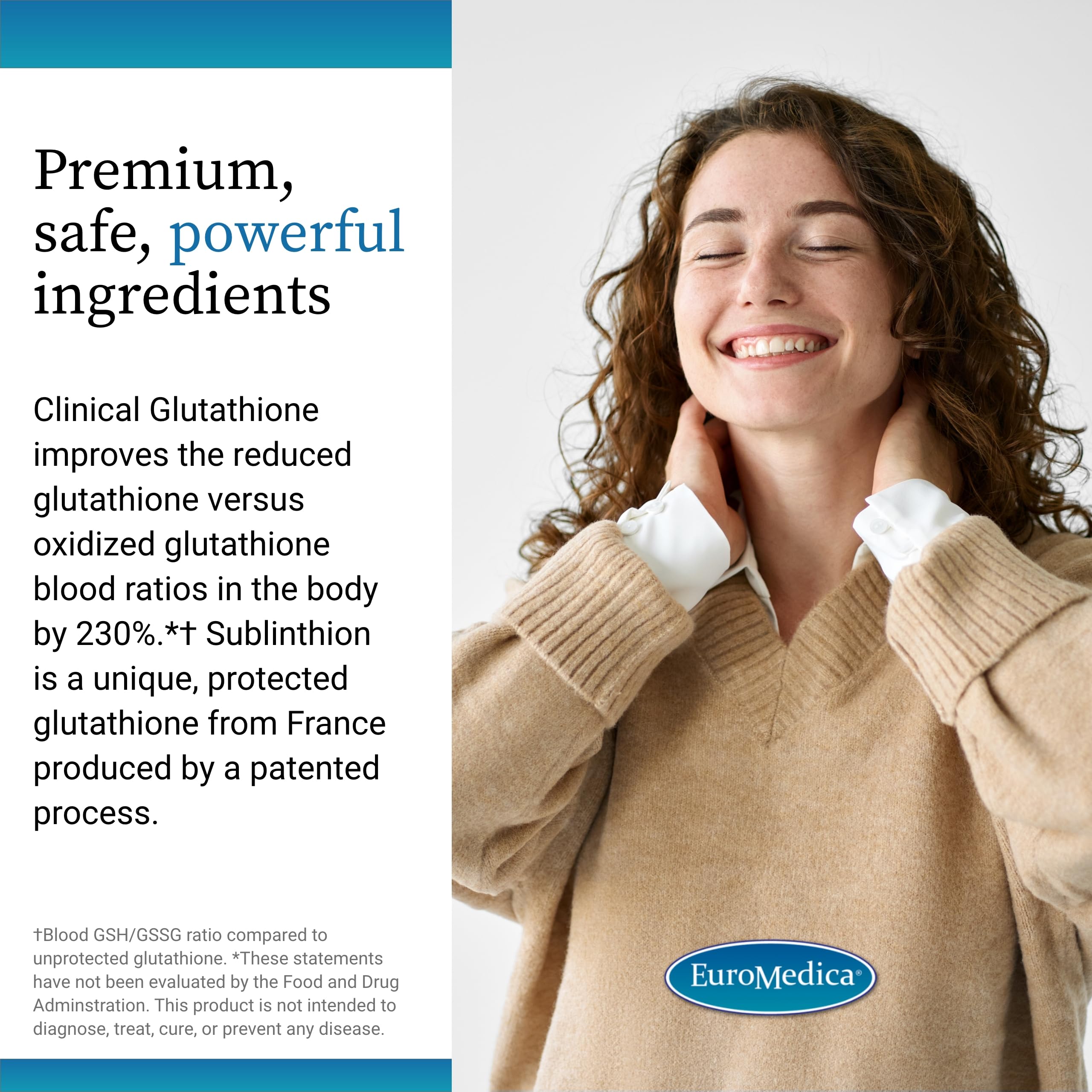 EuroMedica Glutatión Clínico Presentación sin azúcares ni colorantes artificiales