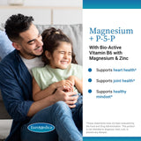 Etiqueta de EuroMedica Magnesium + P-5-P con zinc quelado para salud cardiovascular