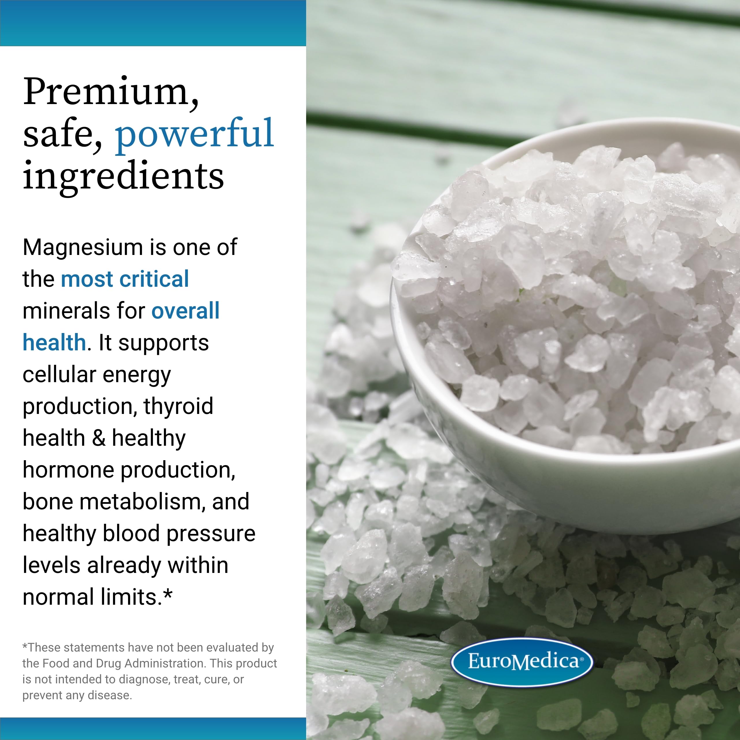 Toma diaria de EuroMedica Magnesium + P-5-P para huesos y corazón