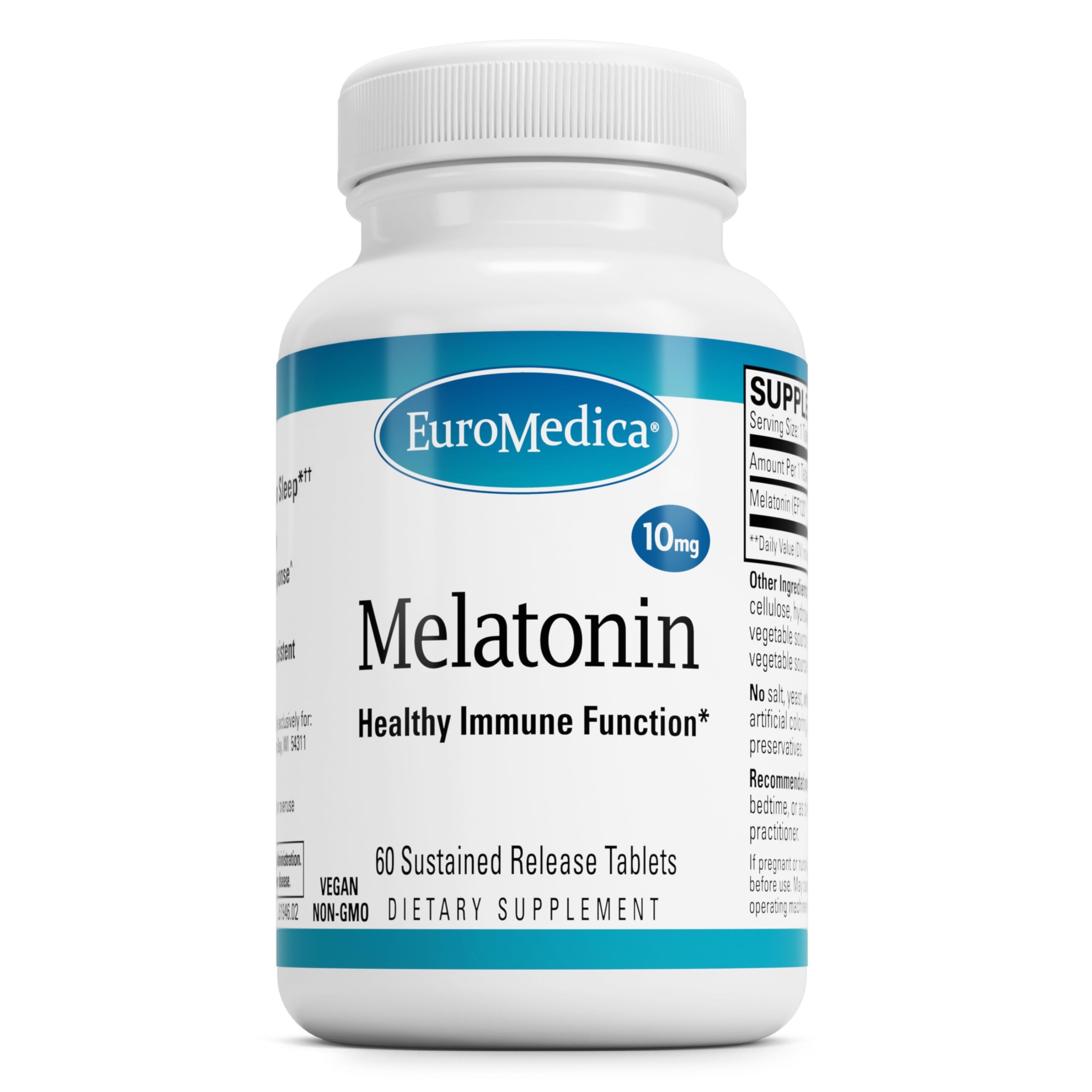 EuroMedica Melatonina - botella para un descanso natural y tranquilo.