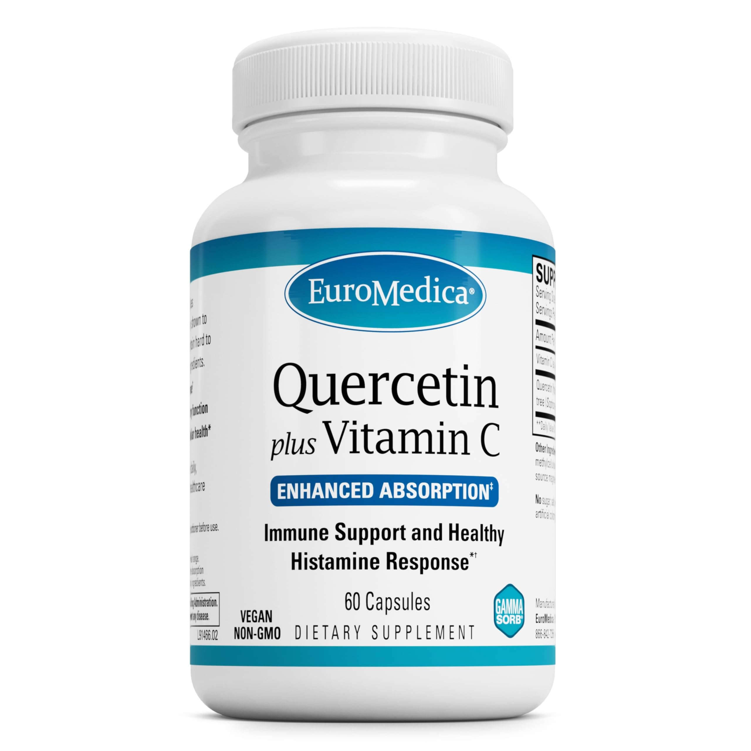 EuroMedica Quercetin Plus Vitamina C: botella con cápsulas para uso diario