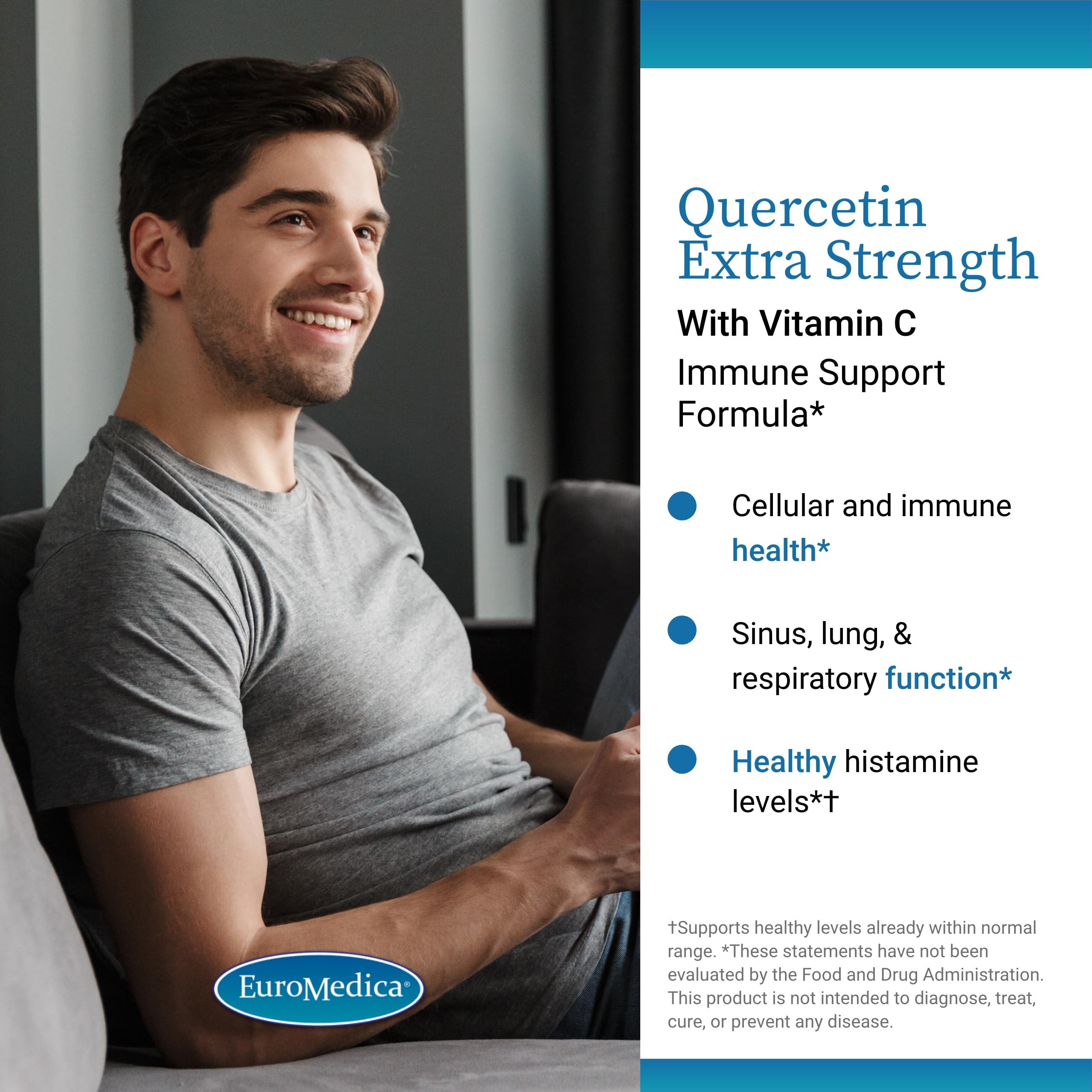 EuroMedica Quercetin Plus Vitamina C: cápsulas fáciles de tragar para uso diario