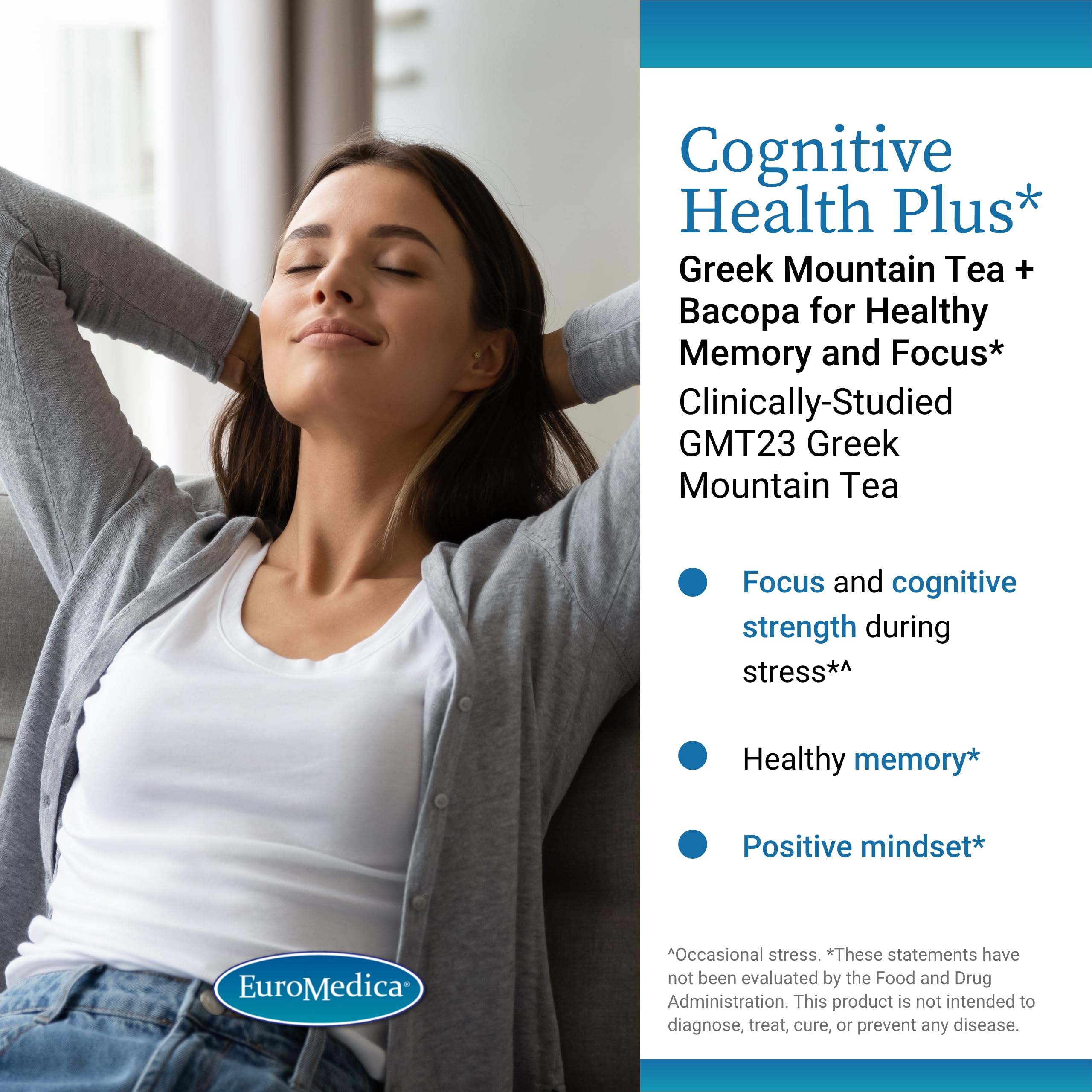 EuroMedica Cognitive Health Plus: fórmula con Bacopa monnieri para concentración