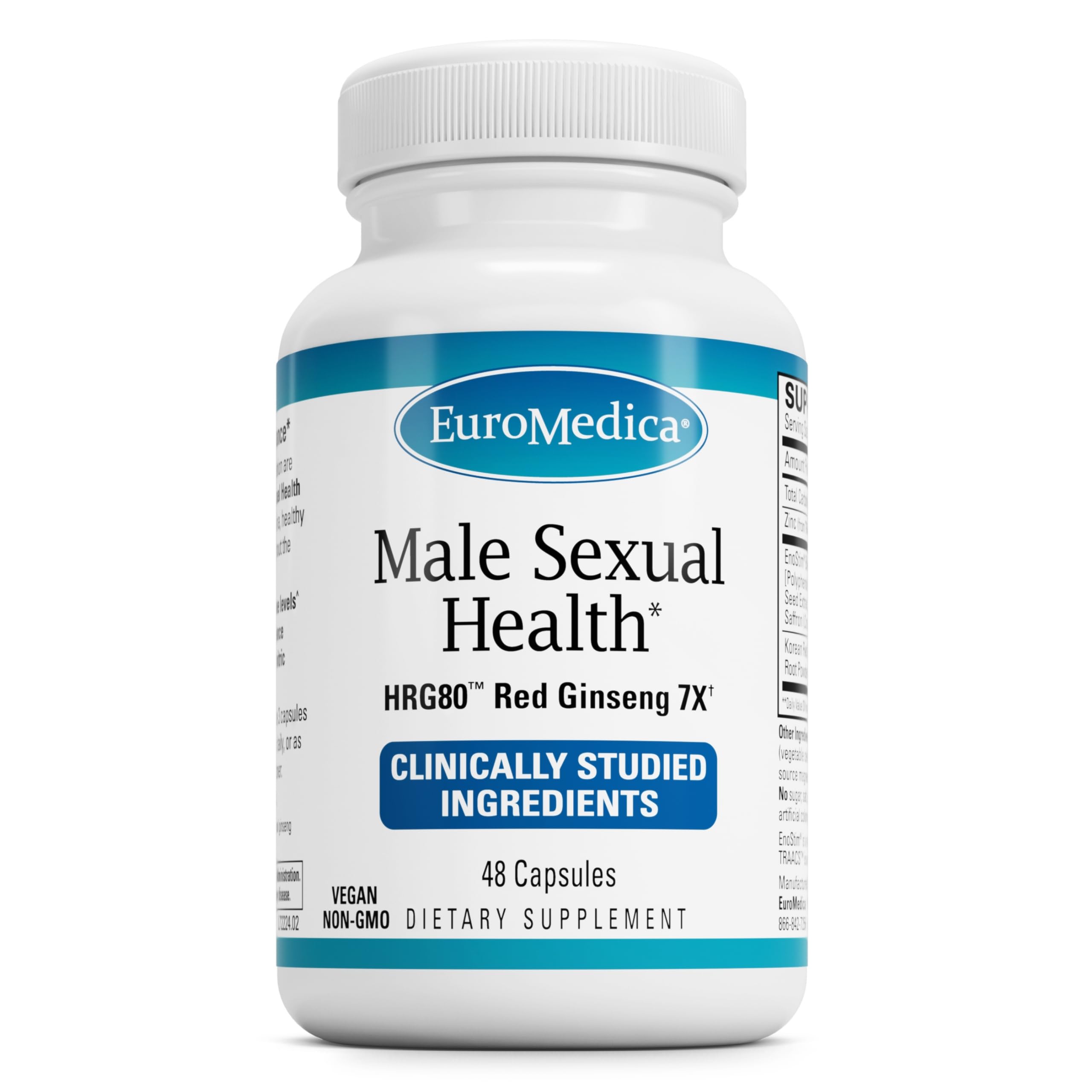 Envase de EuroMedica Salud Masculina para uso diario y dosis controladas.