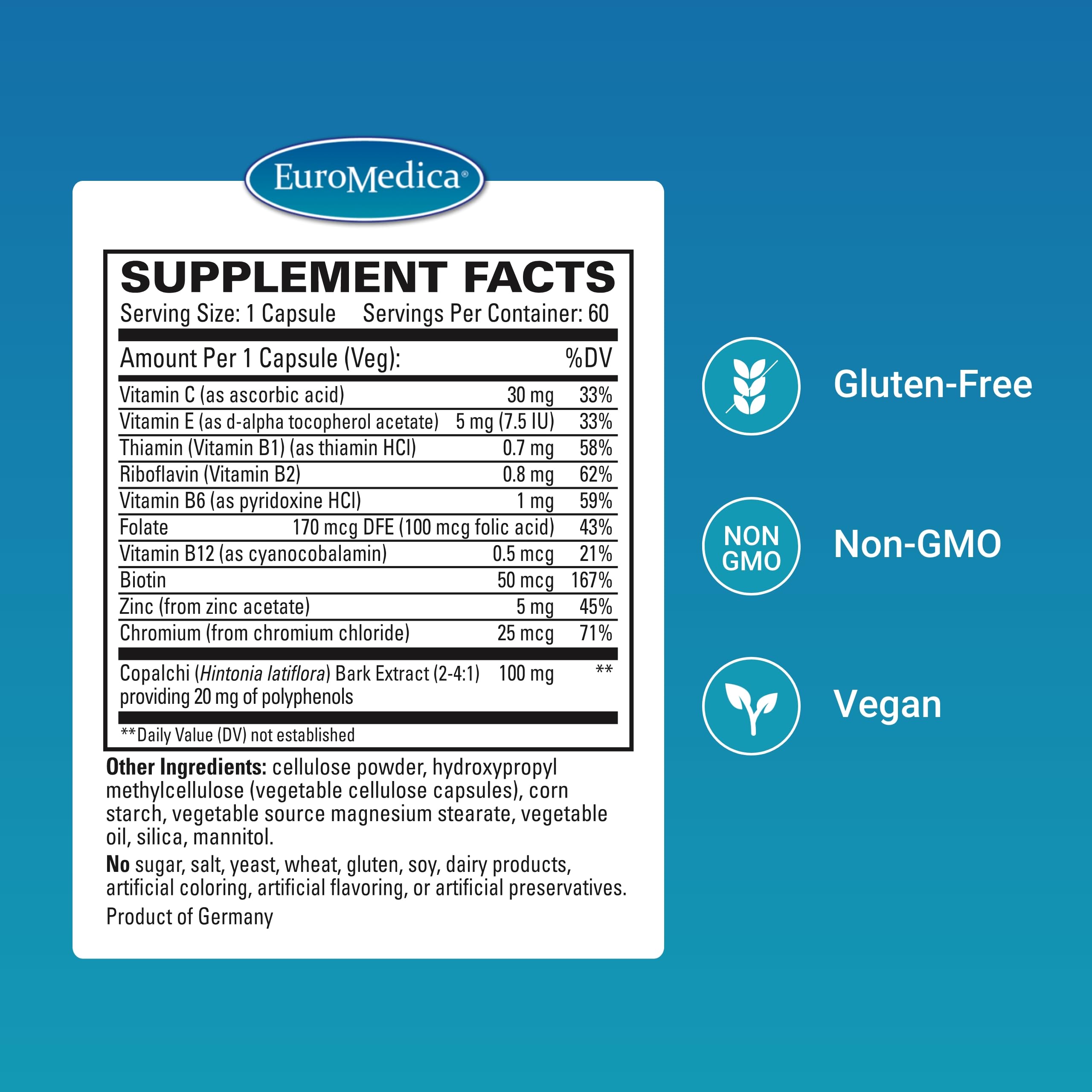 EuroMedica Scontral D etiqueta frontal: información clara sobre vitaminas y minerales.