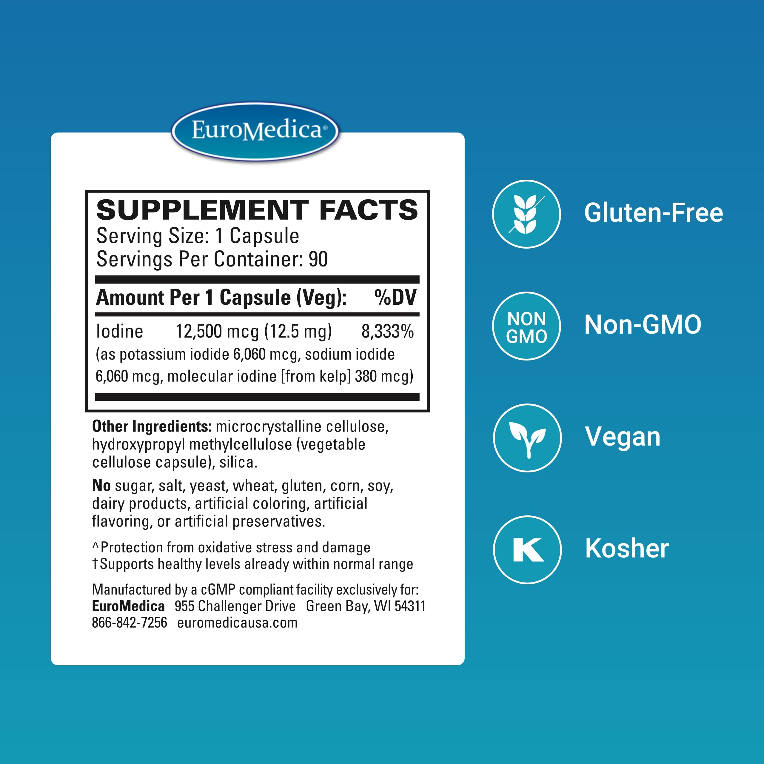 EuroMedica Tri-Iodine, cápsulas diarias, favorecen equilibrio hormonal y respuesta inmunitaria.
