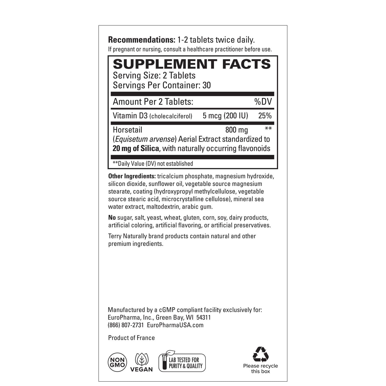 EUROPHARMA Bone-Silica: tabletas listas para uso diario.