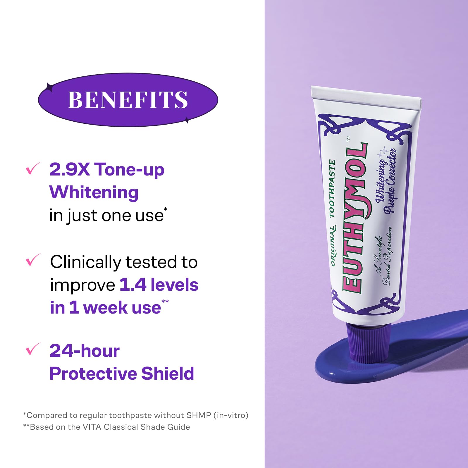 Pasta dental Euthymol Morada, embalaje icónico y confiable para rutina diaria.