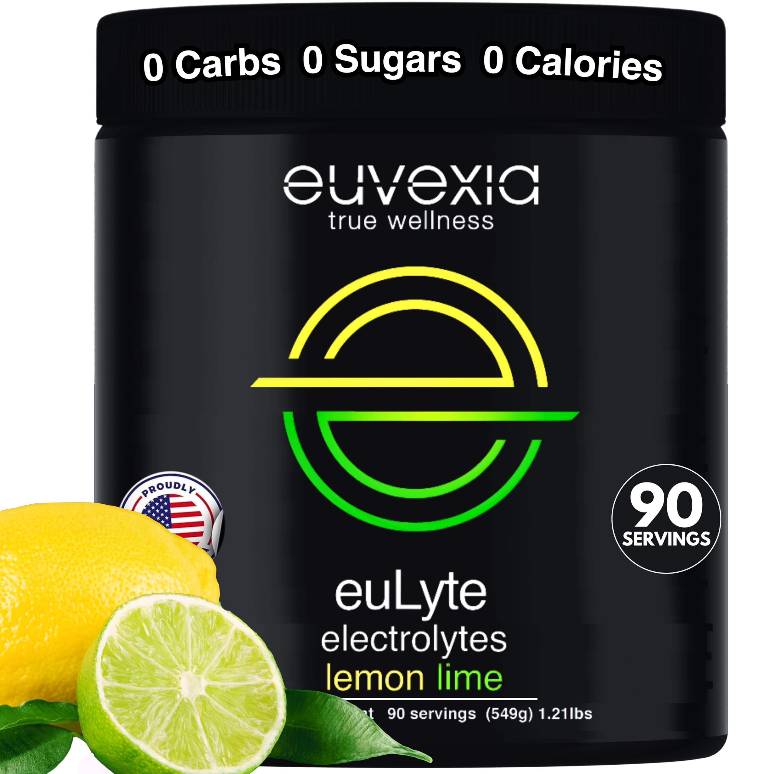 Euvexia euLyte lemon-lime canister with 80+ minerals for hydration