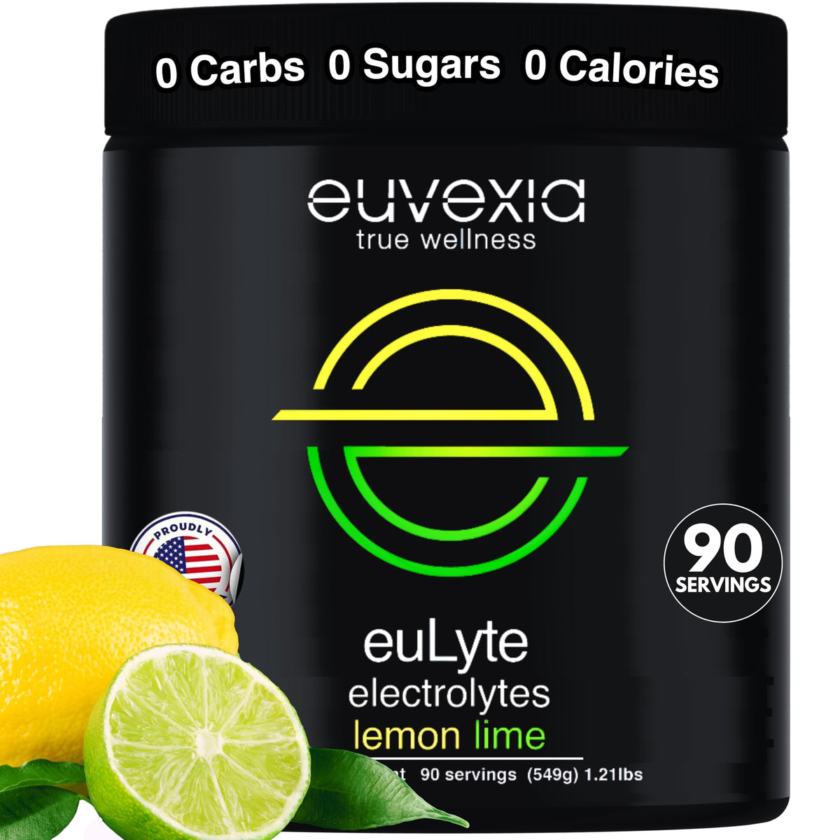 Euvexia euLyte lemon-lime canister with 80+ minerals for hydration