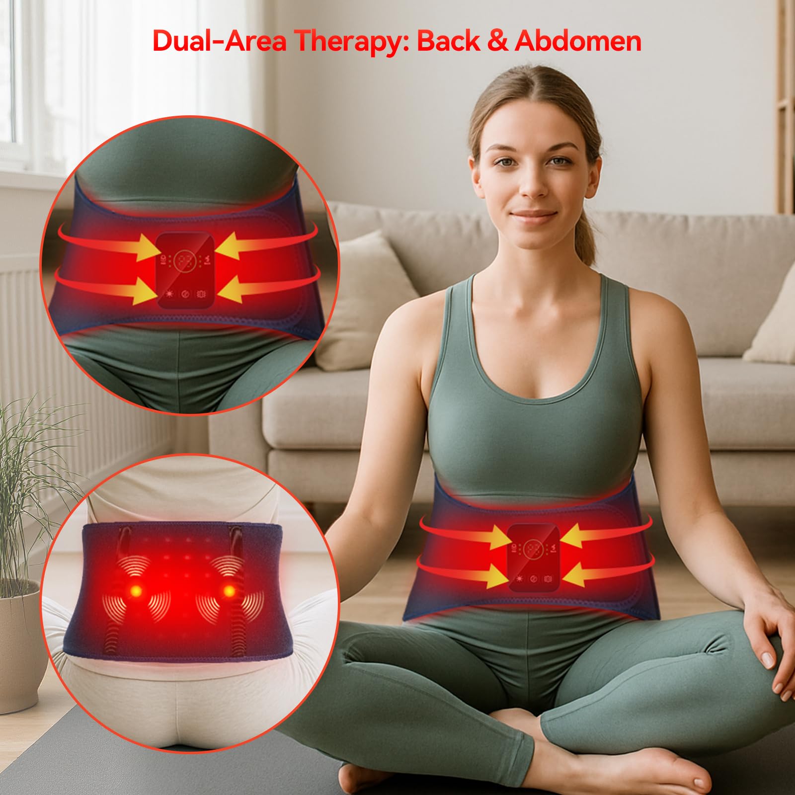 EVATEALE cinturon terapia luz roja abdomen, apoyo a zona abdominal durante recuperación.
