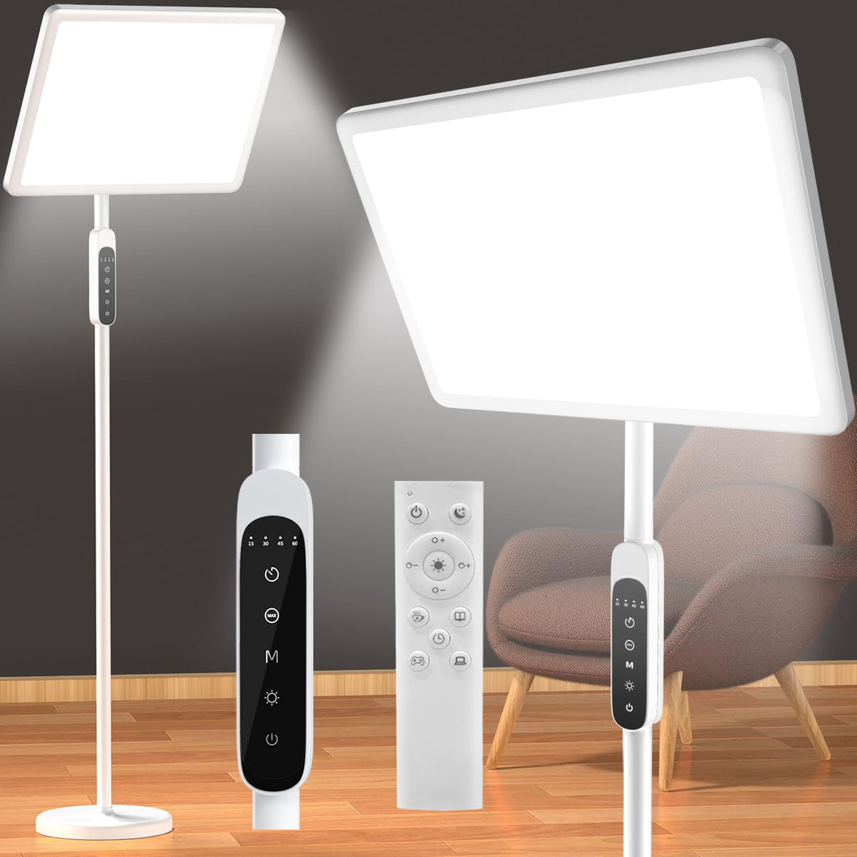 EVATEALE Lampara terapia, luz 12000 lux frontal para mejorar energía diaria