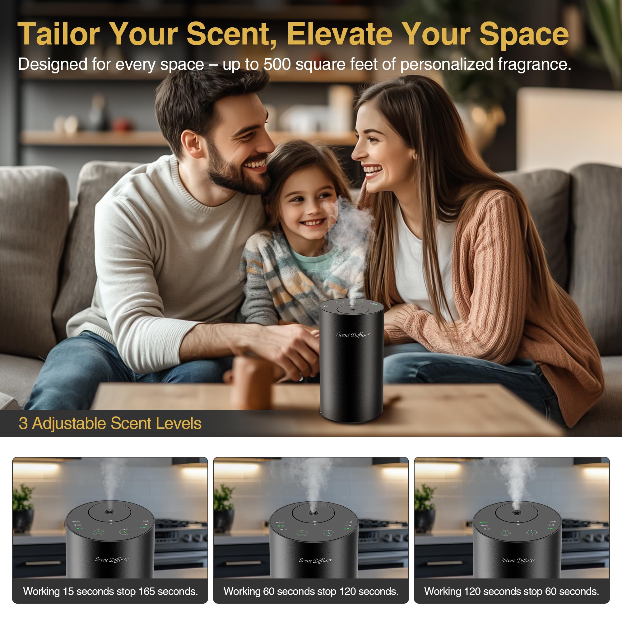 Difusor EvCZen con tres aceites de 20 ml, fragancias para casa.