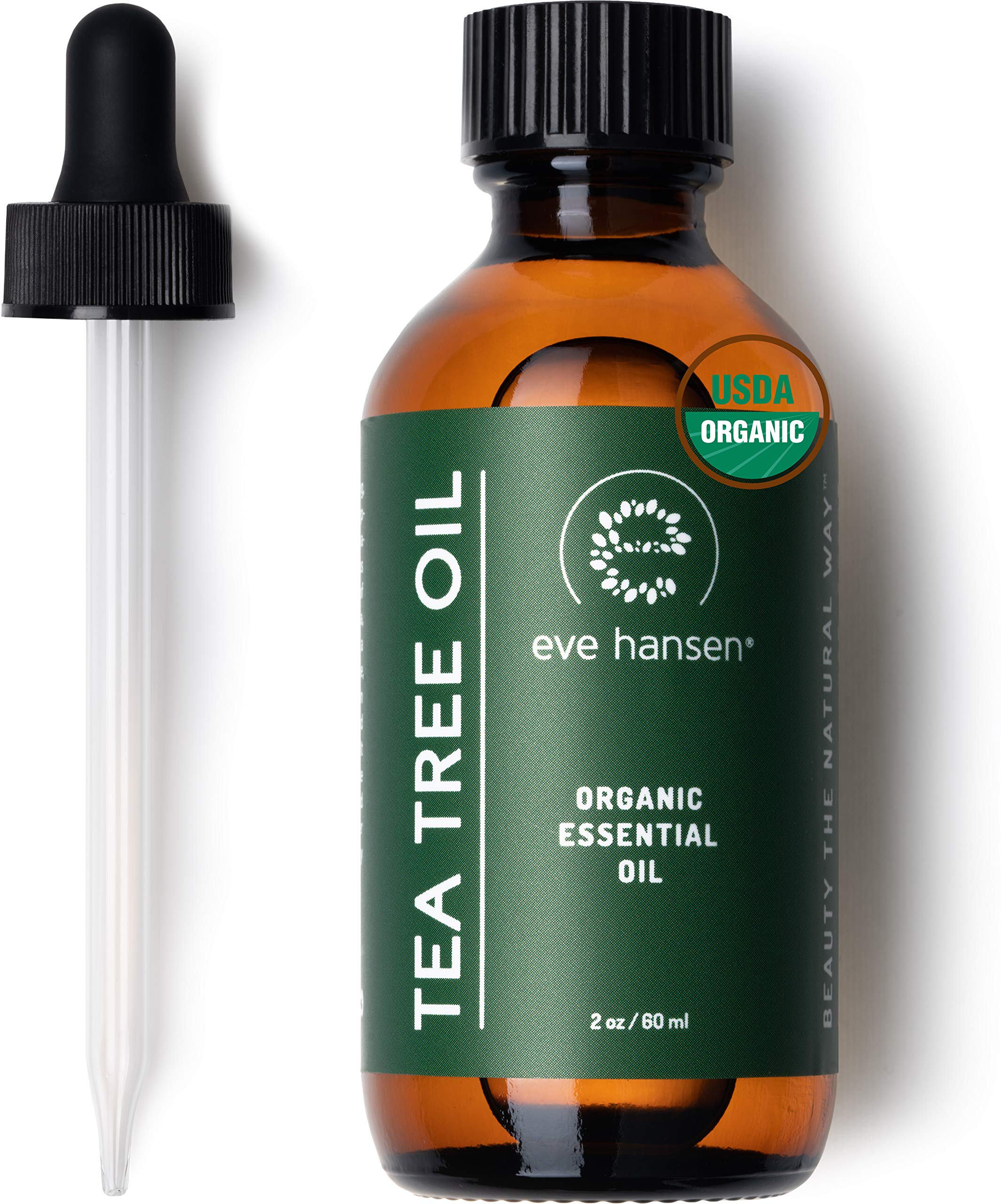 Eve Hansen Aceite de Árbol de Té, botella ámbar de 2 oz para uso puro y multiusos.