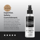EVEO conjunto limpieza gafas incluye paño y spray para cuidado completo.