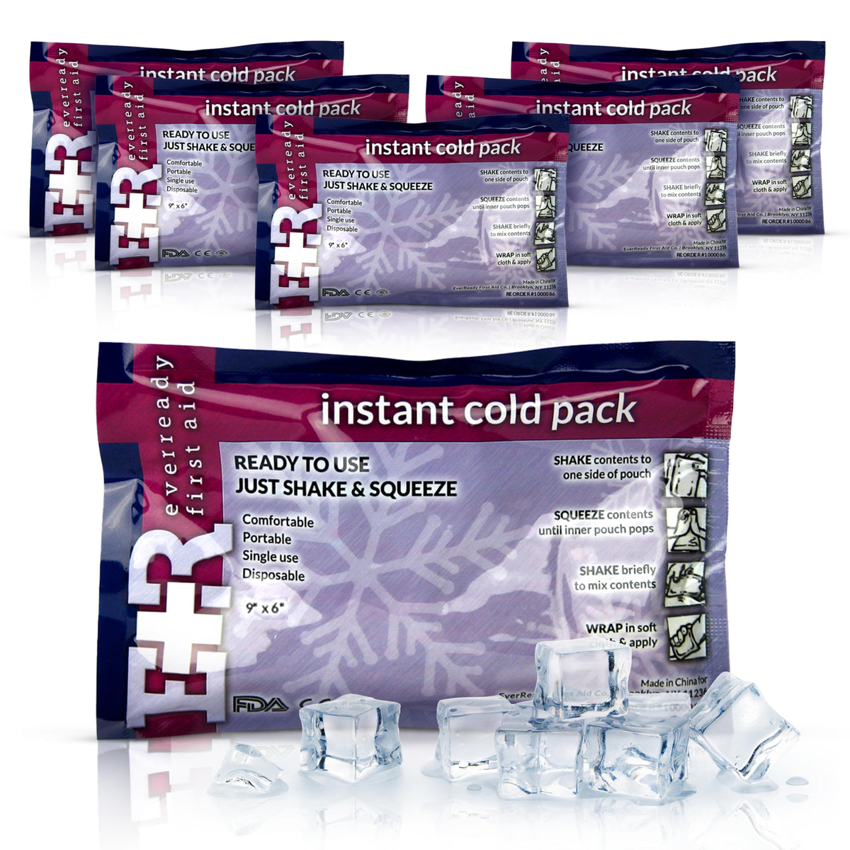 Ever Ready First Aid Cold Pack activación instantánea para alivio rápido del dolor.