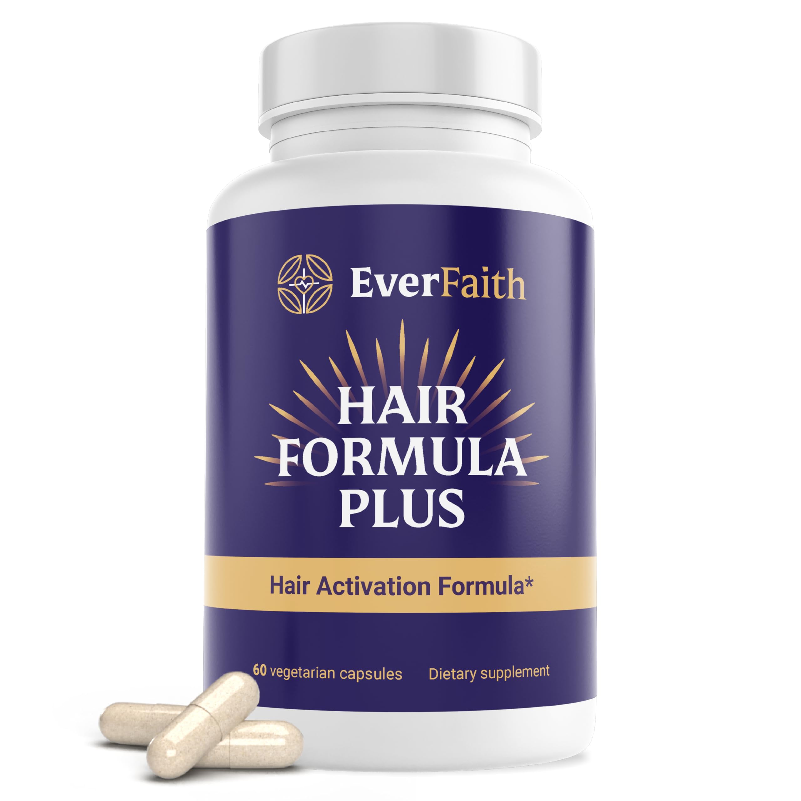 EVERFAITH Hair Formula Plus, botella frontal para uso diario y cabello saludable.