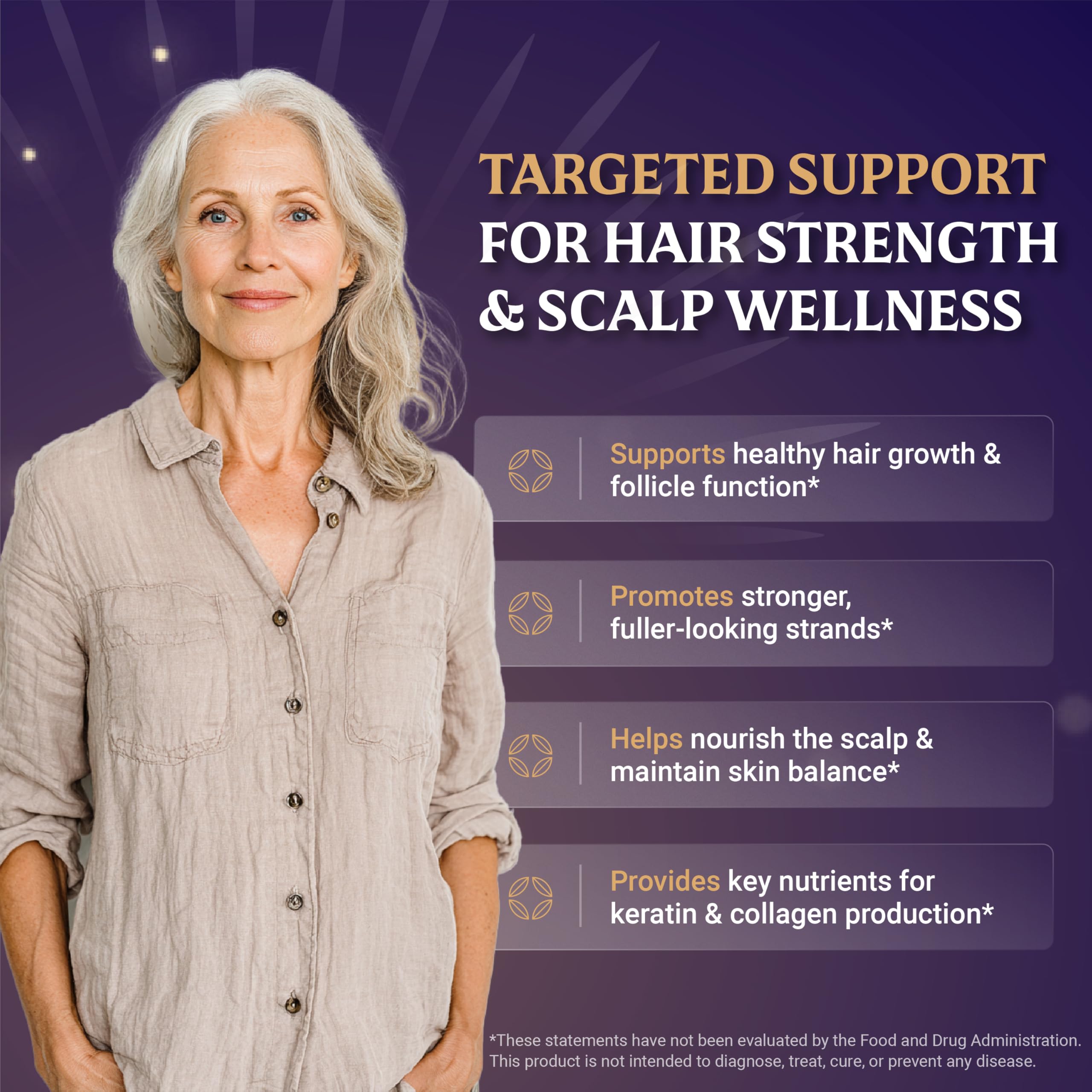 Ingredientes clave de EVERFAITH Hair Formula Plus para nutrición capilar.