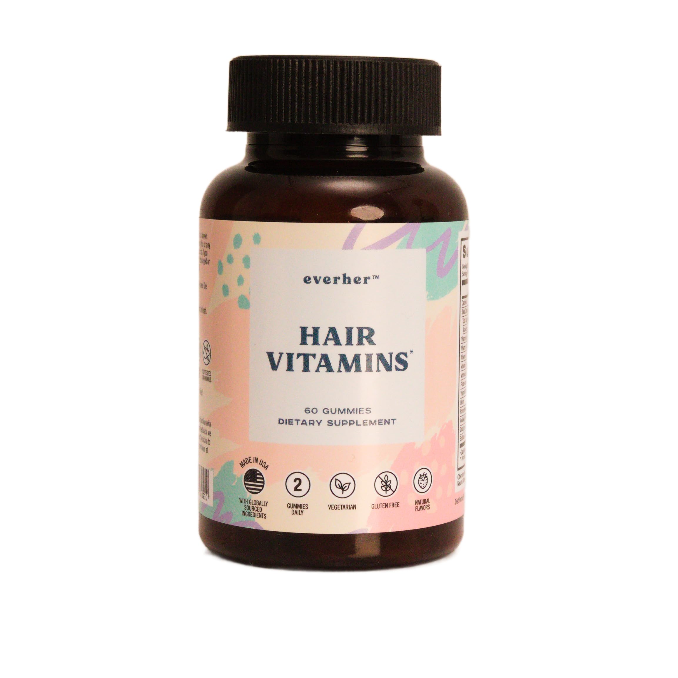 Everher botella de vitaminas para el cabello con biotina 5000 mcg favorece fortaleza