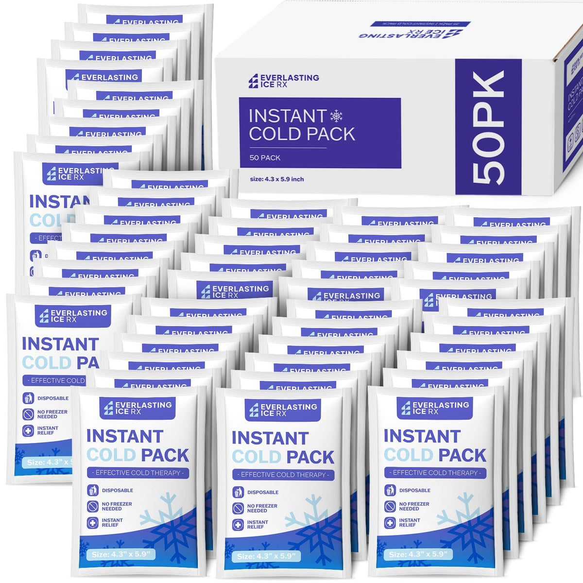 Everlasting Ice RX paquete frío instantáneo 50 para alivio rápido de lesiones