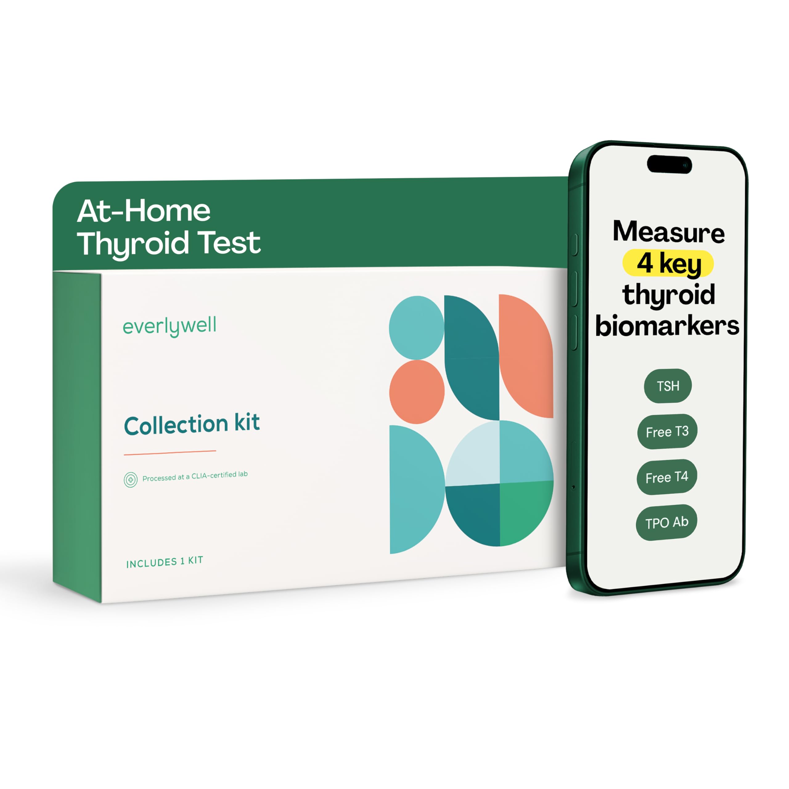 Kit Everlywell de colección tiroidea en casa para uso cómodo.