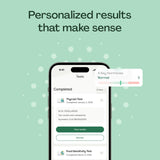 Resultados digitales de Everlywell en un tablero claro y directo.