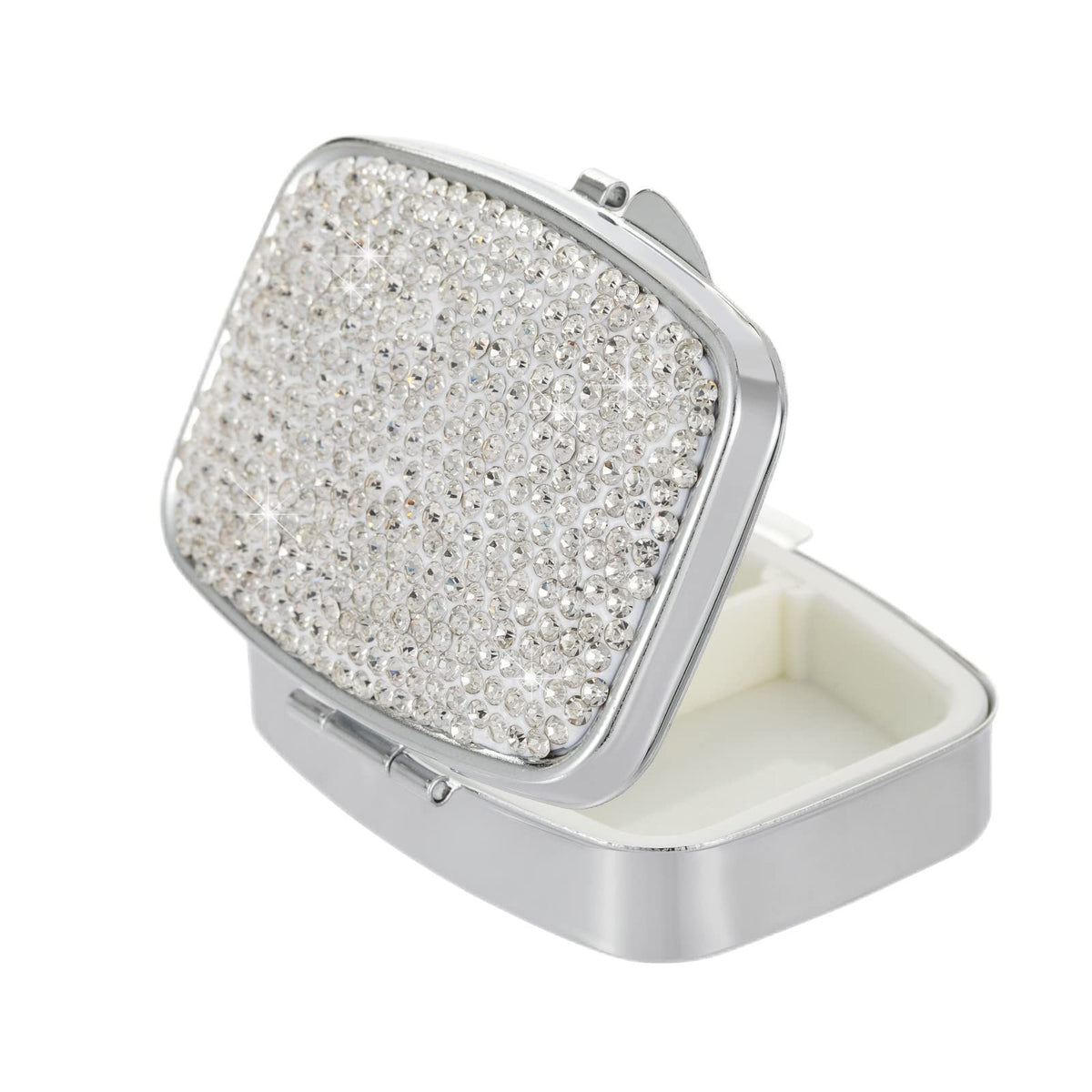 EveryBling porta-píldoras con tapa de diamantes, ideal para llevar en el bolso.