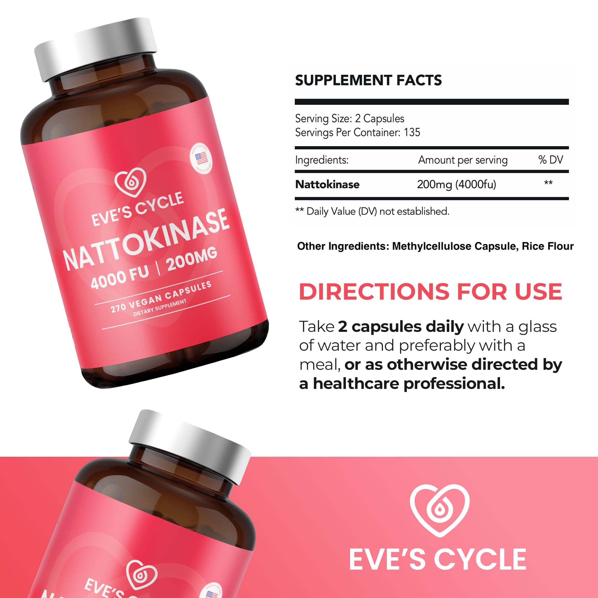 Fórmula sin estearatos y sin aditivos en Eve's Cycle Nattokinase.