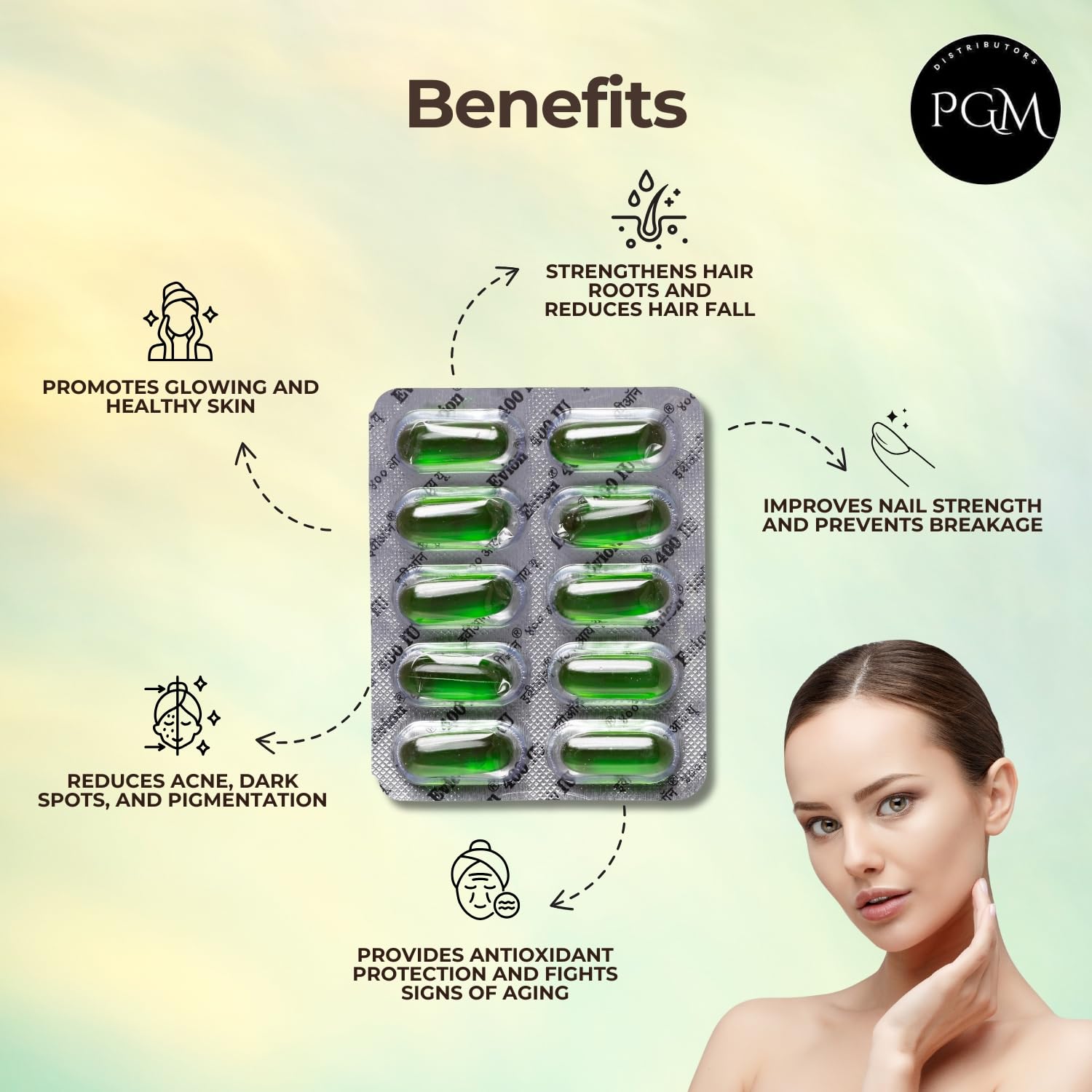 Evion vitamina E para acné, cuidado de la piel.