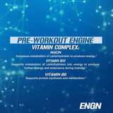 EVL ENGN preentrenamiento, diseño azul, rendimiento y concentración para entrenamientos exigentes.
