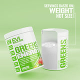 EVL Super Verdes taza energizante para enfoque y vitalidad.