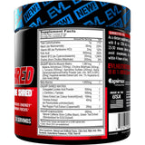 EVL ENGN Shred, ingredientes-clave visibles, potencian rendimiento y enfoque durante el entrenamiento.