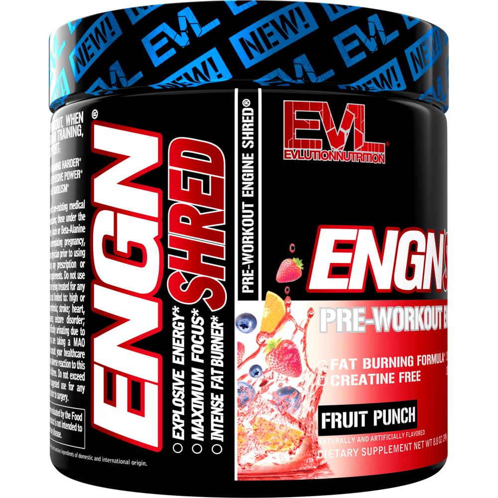 EVL ENGN Shred, pre-entrenamiento listo para mejorar concentración durante series.