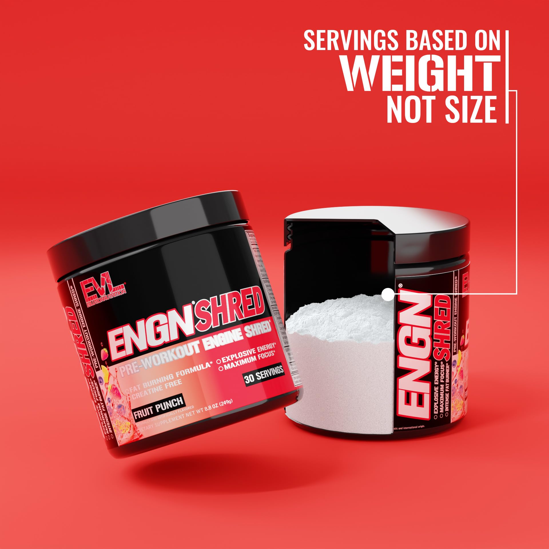 EVL Ultimate Pre Workout, textura-polvorosa para mezclar fácil y rápidamente.