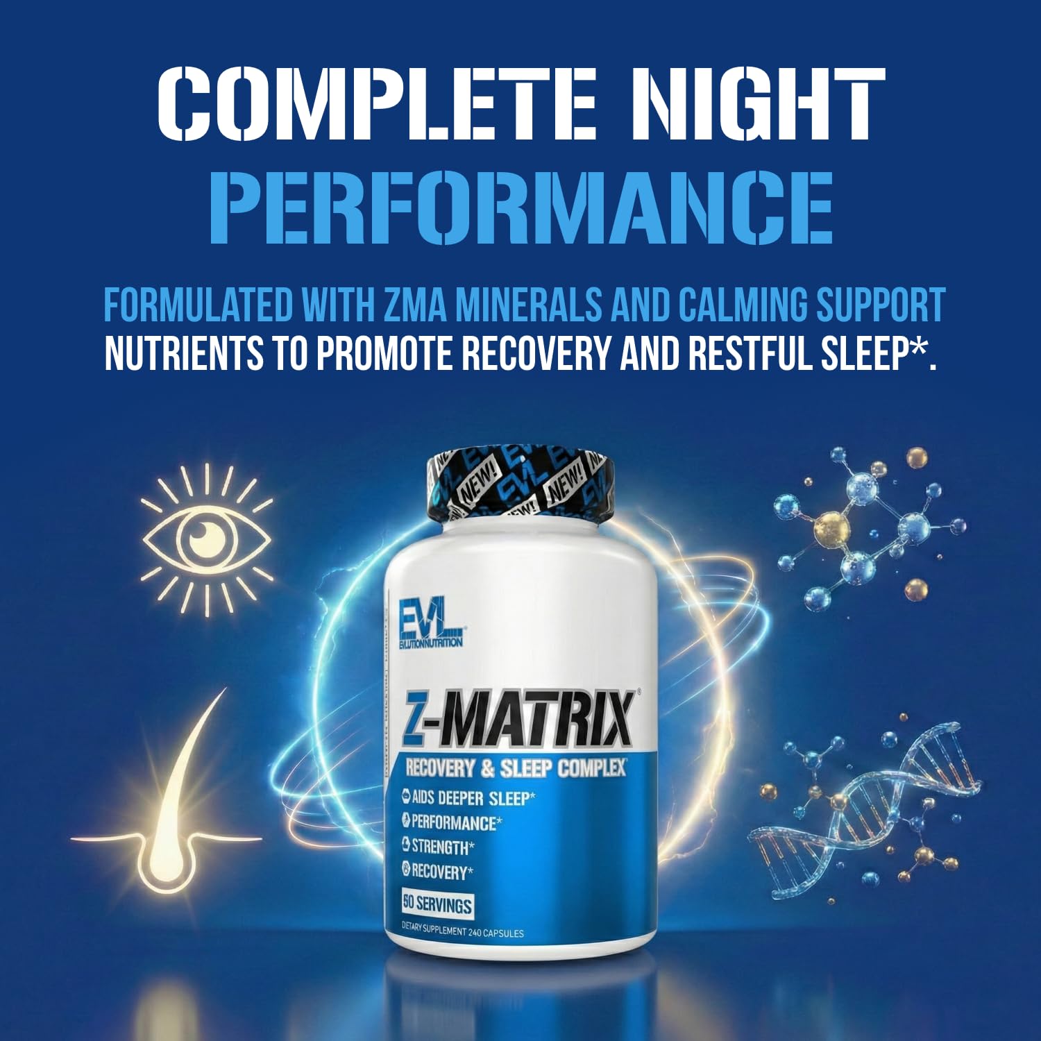 EVL ZMatrix persona tomando suplemento, apoyo a la recuperación diaria