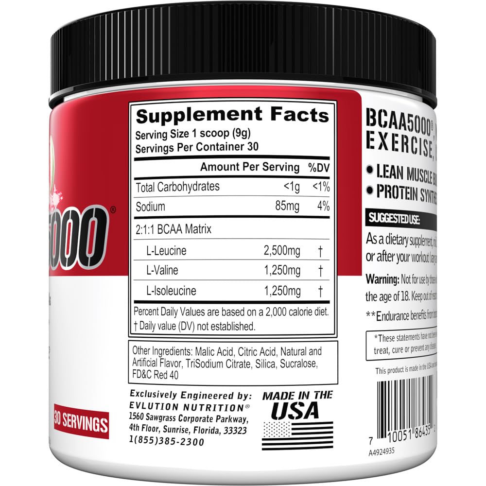 EVLUTION BCAA5000 bote: suplemento de aminoácidos para antes y después.