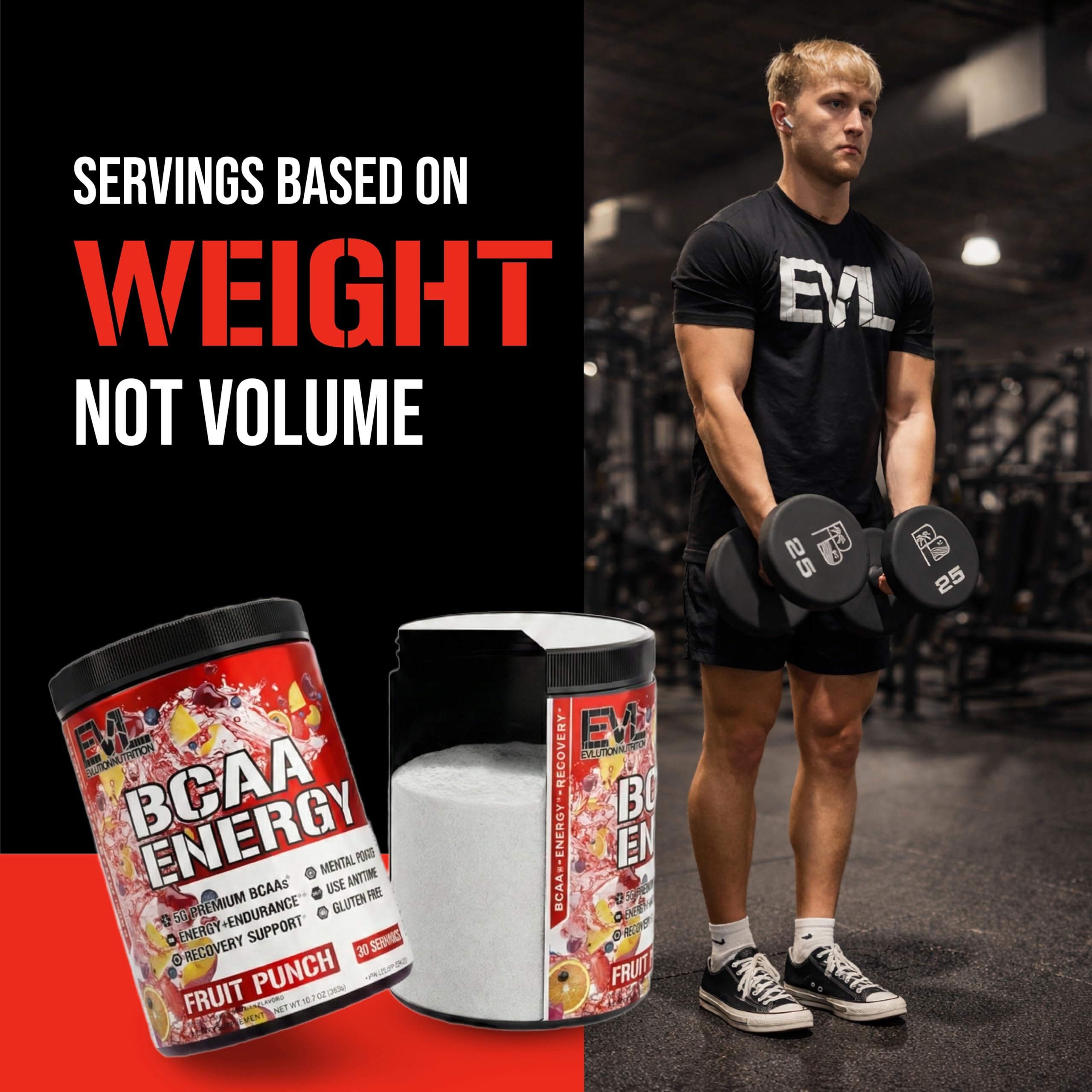 EVL BCAAs con cafeína natural para mayor enfoque y alerta