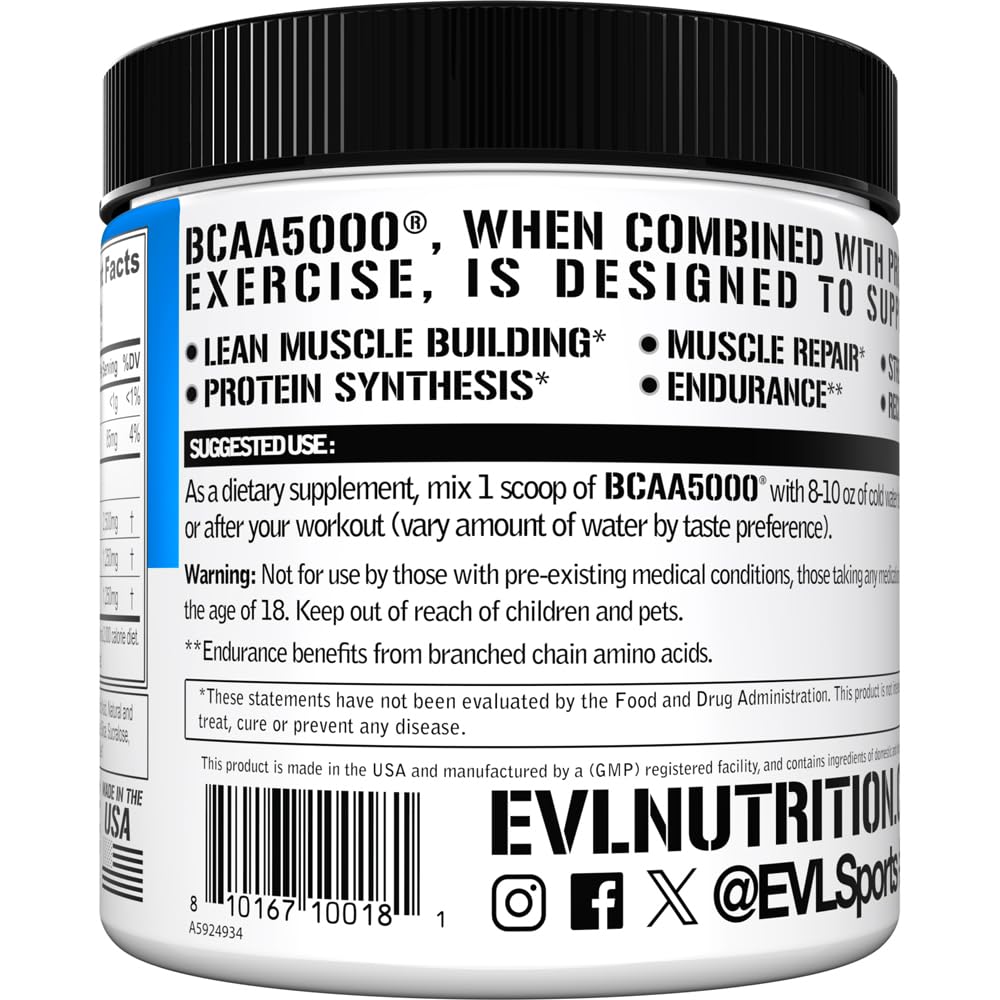 Evlution BCAAs etiqueta detallada, información clara para el usuario activo