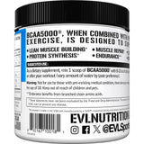 Evlution BCAAs etiqueta detallada, información clara para el usuario activo