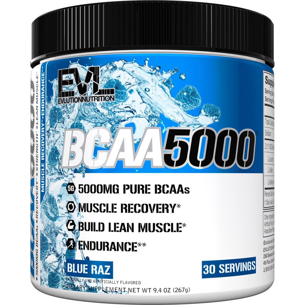 Evlution BCAAs polvo, empaque frontal, apoyo a la recuperación muscular post entrenamiento