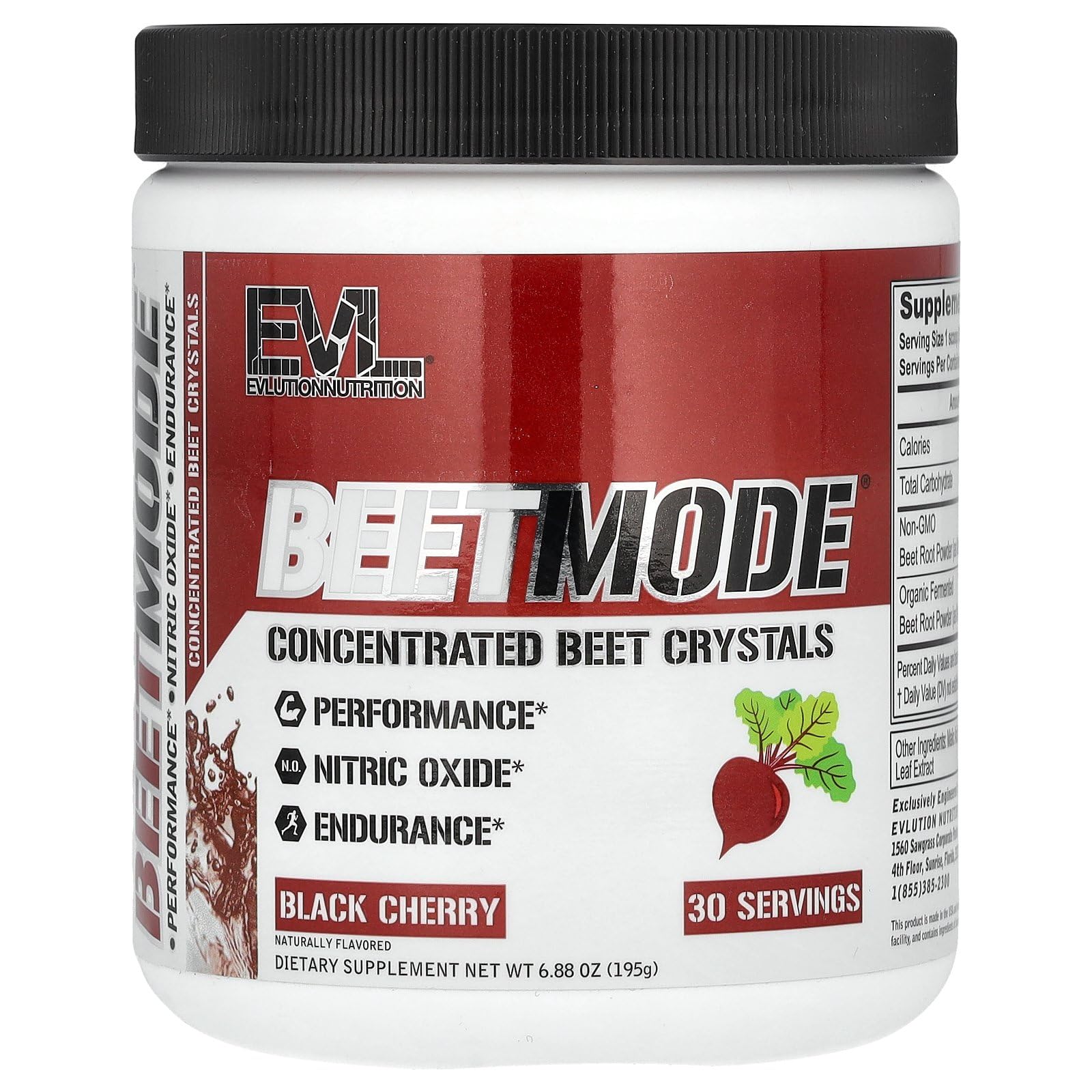 BeetMode de Evlution, sabor cereza negra, sabor agradable sin cafeína