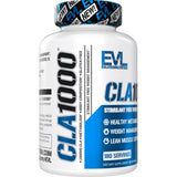 Evlution CLA 1000mg, calidad sin OGM, fórmula limpia y sin colorantes.