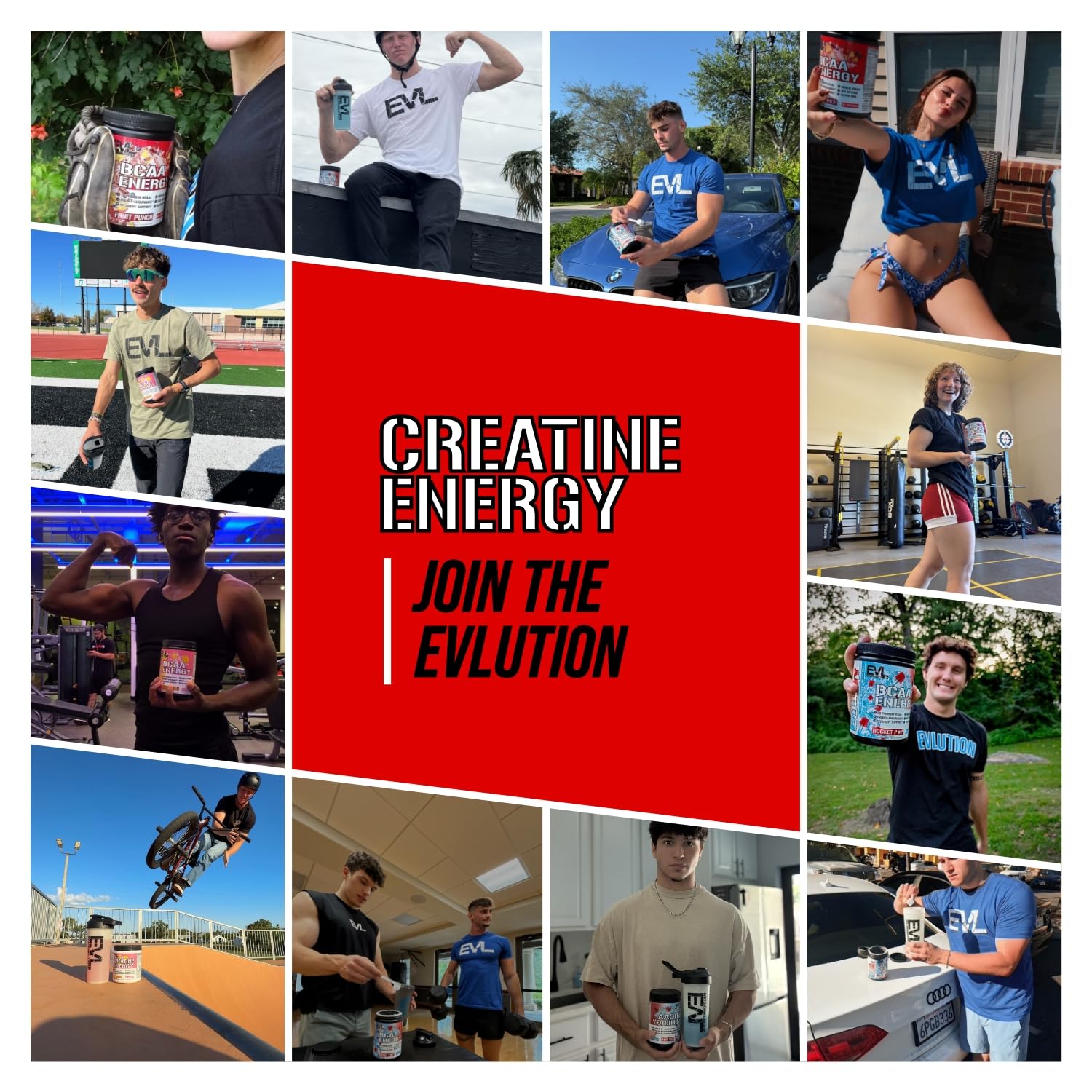 EVL Creatina Energía etiqueta resaltando sabor Paleta de Cohete