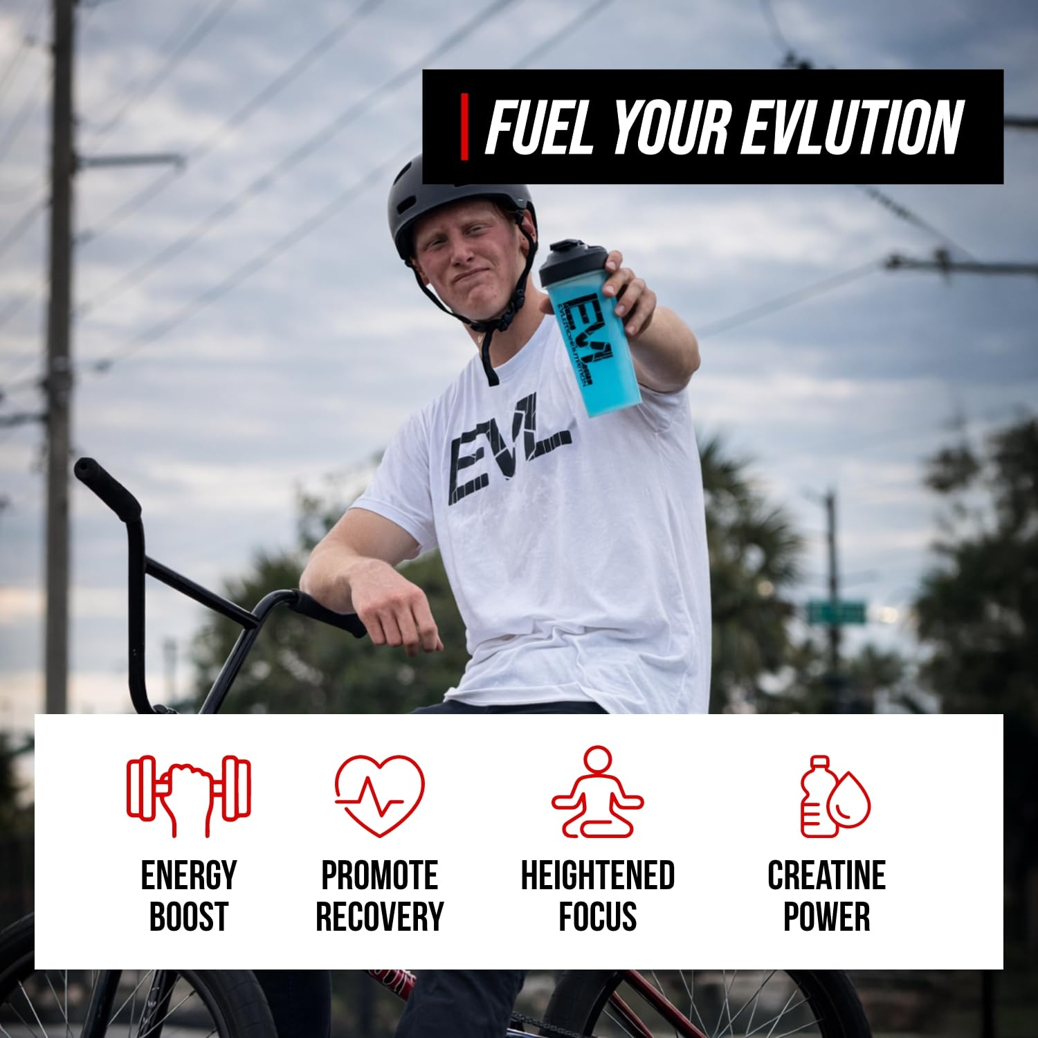 EVL Creatina Energía etiqueta con complejo de vitaminas B y C