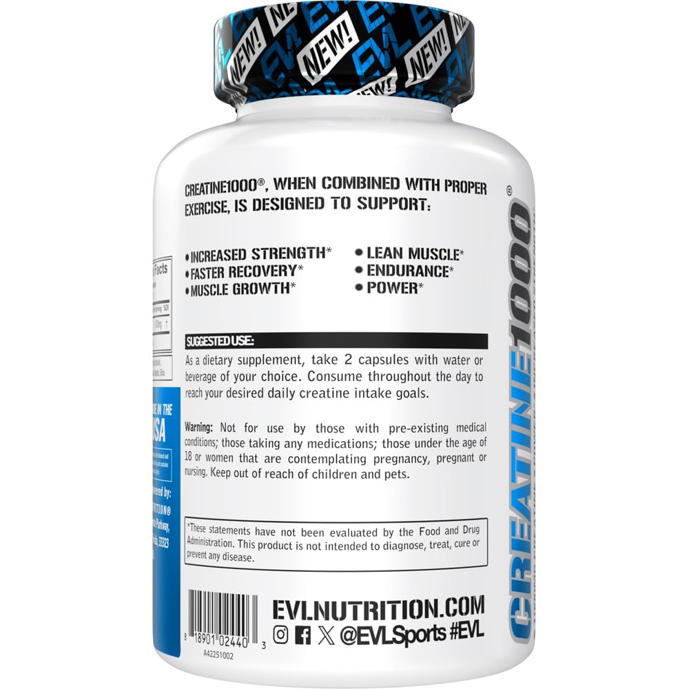 EVLUTION Creatina Monohidrato antes del entrenamiento, potencia resistencia