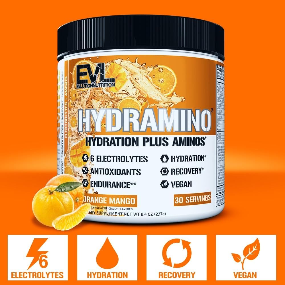 Evlution Hydramino, deportista bebiendo, muestra uso rápido tras ejercicio.