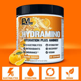 Evlution Hydramino, deportista bebiendo, muestra uso rápido tras ejercicio.