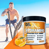 Evlution Hydramino, polvo para mezclar, facilita hidratación durante actividades.