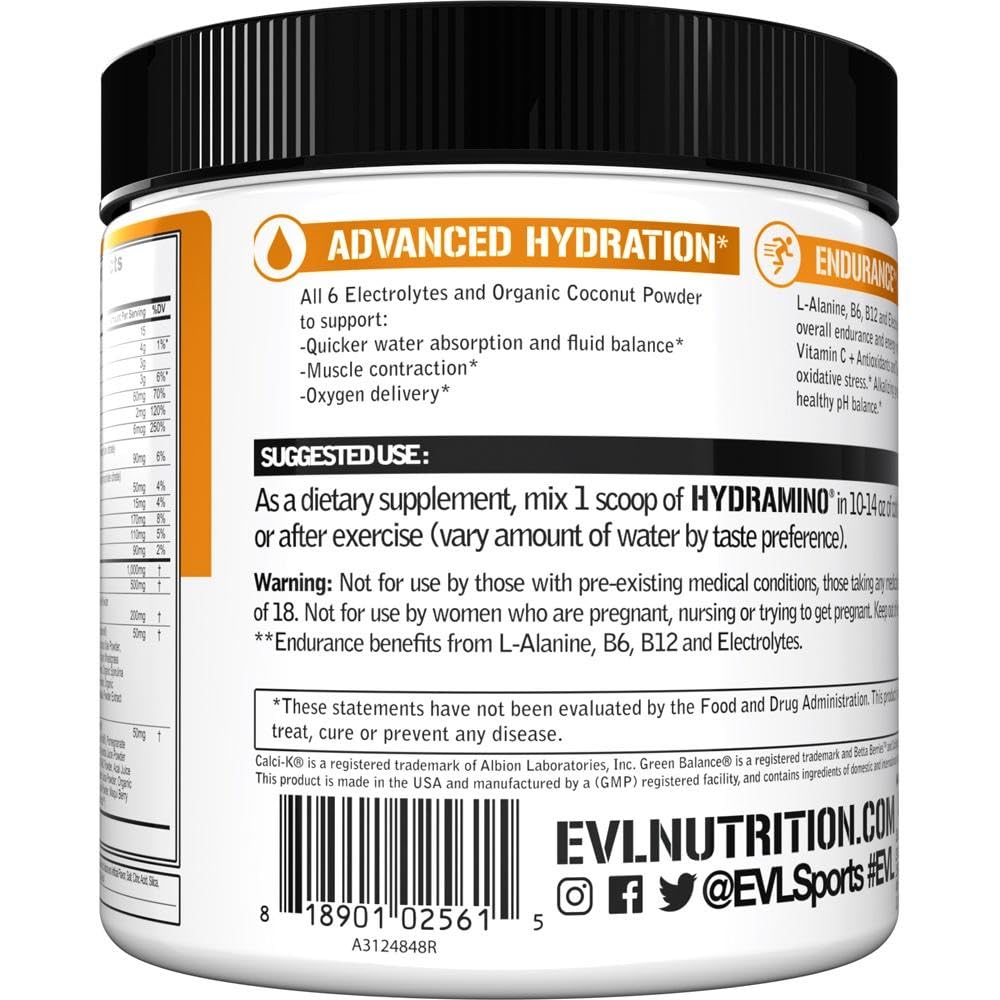 Evlution Hydramino, superalimentos orgánicos, aporta antioxidantes y vitaminas al mix.